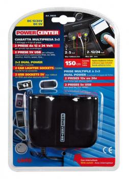 Power Center, Doppelsteckdose mit USB, 12/24V