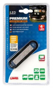 Premium, 4-LED-Leuchte, bündig montiert, 12/24V - Orange