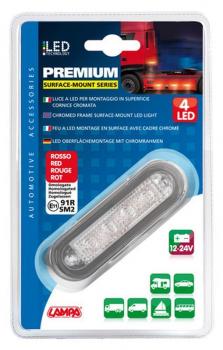 Premium, 4-LED-Leuchte, Oberflächenmontage, 12/24V - Weiß