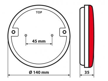 Dynamische O-LED, Rücklicht, 3 Funktionen, 12/24V - Rechts