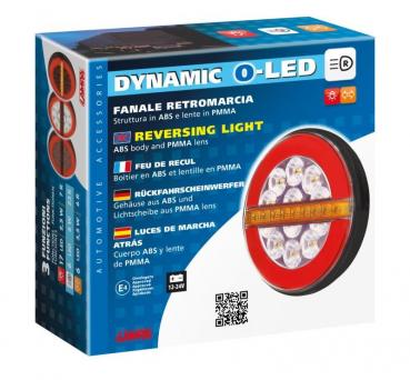 Dynamische O-LED, Rückfahrscheinwerfer, 3 Funktionen, 12/24V - Rechts