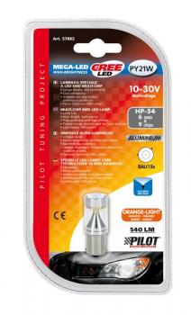 10-30V Mega-Led 54 - 6 SMD x 9 Chips - (PY21W) - BAU15s - 1 Stck - D/Blister - Orange