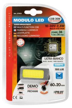 10-30V Mega-Led - COB 36-Chip-Platte - 60x20 mm - 2,4W - 1 Stck - D/Blister - Weiß