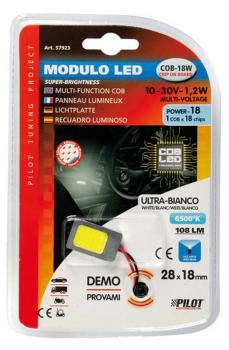 10-30V Mega-Led - COB 18-Chip-Platte - 28x18 mm - 1,2W - 1 Stck - D/Blister - Weiß