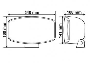 Pluton-Halogen-Tiefenstrahler mit LED-Positionslicht - 248x141 mm