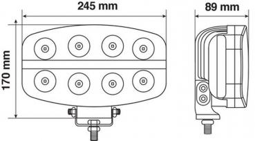 Pluton Nova, LED-Tiefenleuchte mit Positionslicht - 10/30V - 245x140 mm
