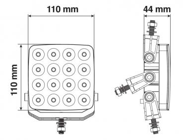 WL-26, 16 Led-Zusatzscheinwerfer - 10/30V - Weiß