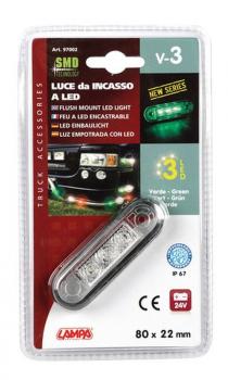 3 Led Umrissleuchte, Einbau, 12/24V - Grün