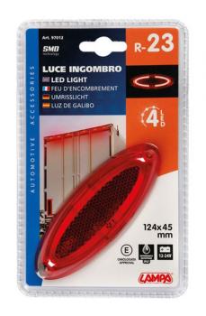 Aufputzmontiert, 4 LEDs, Aufputzmontage, 12/24V - Rot