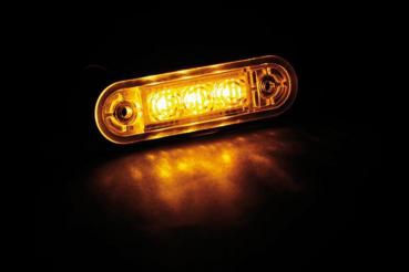 Satz 20 Stück, 3 Led Umrissleuchte, bündig montiert, 12/24V - Orange