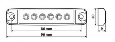 Satz 20 Stück, 6 Led Umrissleuchte, Anbau, 12/24V - Weiß