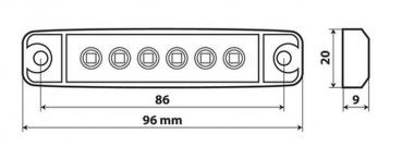 Satz 20 Stück, 6 Led Umrissleuchte, Anbau, 12/24V - Rot