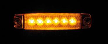 Satz 20 Stück, 6 Led Umrissleuchte, Anbau, 12/24V - Orange