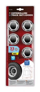 Satz mit 10 verchromten ABS-Radmutterabdeckungen - Ø 33 mm