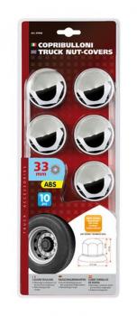 Satz mit 10 verchromten ABS-Radmutterabdeckungen - Ø 33 mm