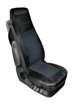 Mirian, Sitzbezug aus Kunstleder und gestepptem Wildleder - Schwarz/Blau
