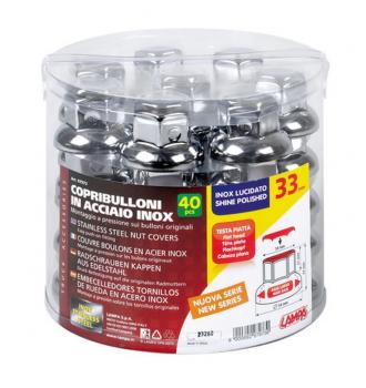 Satz 40 Radmutterabdeckungen aus poliertem Edelstahl - Ø 33 mm