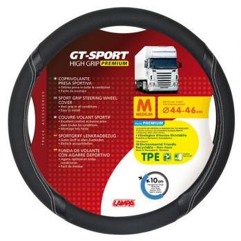 GT-Sport, TPE-Lenkradabdeckung - M - Ø 44/46 cm - Schwarz/Silber