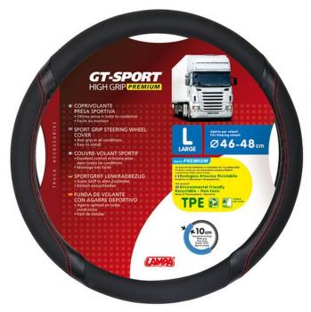 GT-Sport, TPE-Lenkradabdeckung - L - Ø 46/48 cm - Schwarz/Rot