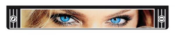 Langer PVC-Spritzschutz, glatte Oberfläche - 240x35 cm - Schwarz - Augen