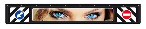 Langer PVC-Spritzschutz, geprägte Schilder - 240x35 cm - Schwarz - Augen