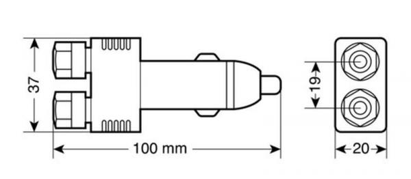 Stecker für Zigarettenanzünderbuchse mit Klemmanschlüssen, 12/24V