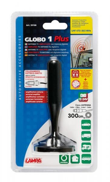 Globo-1 Plus, verstärkte TV-Antenne mit digitalem Empfang, 12/24V - 130 mm