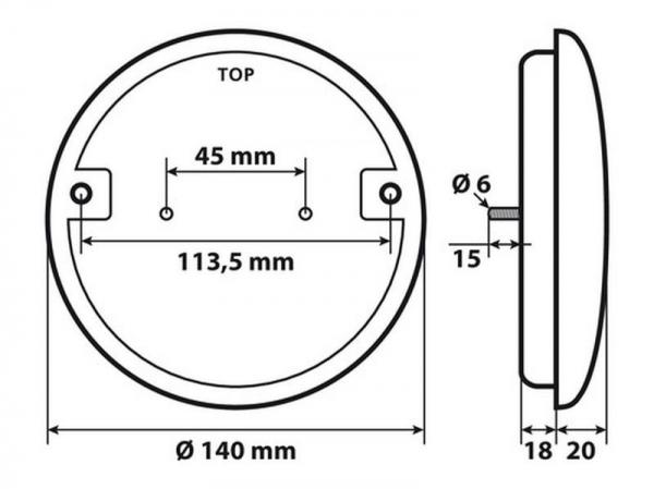 Geführter runder Rückfahrscheinwerfer, 12/24V