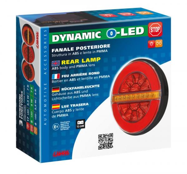 Dynamische O-LED, Rücklicht, 3 Funktionen, 12/24V - Rechts