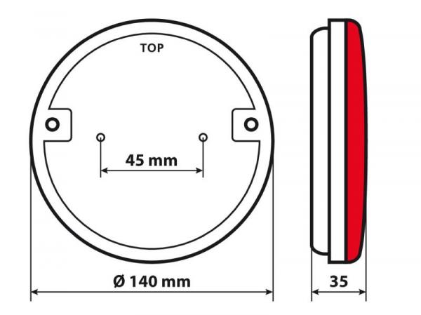Dynamische O-LED, Rücklicht, 3 Funktionen, 12/24V - Rechts