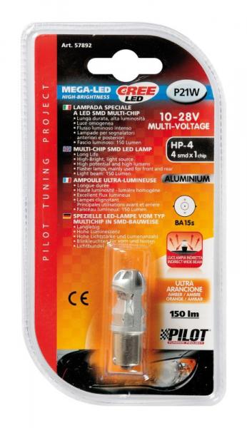 9-30V Mega-Led HP-4 - 4 SMD x 1 Chip - (P21W) - BA15s - 1 Stck - D/Blister - Orange