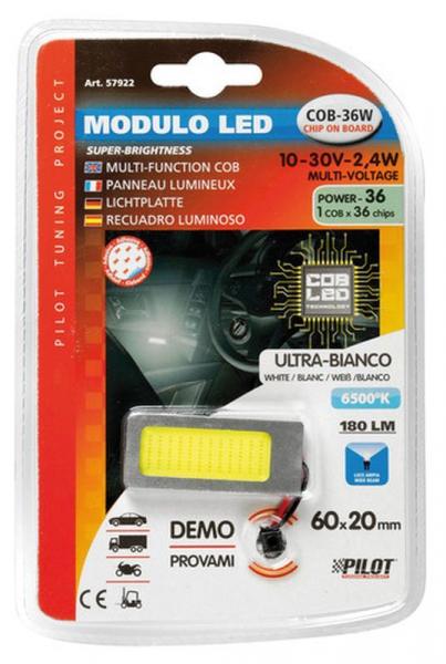 10-30V Mega-Led - COB 36-Chip-Platte - 60x20 mm - 2,4W - 1 Stck - D/Blister - Weiß