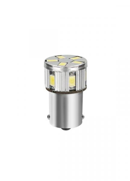 10-30V Mega-Led 11 - 11 SMD x 1 Chip - (P21W) - BA15s - 1 Stk. - D/Blister - Weiß - Duale Polarität - Eingebauter Widerstand
