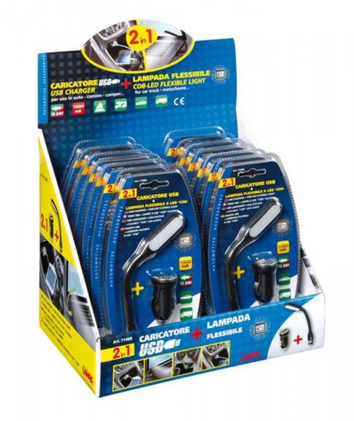 Flexible LED-COB-Lampe + USB-Ladegerät 12/24V - Anzeige 12 Stk.