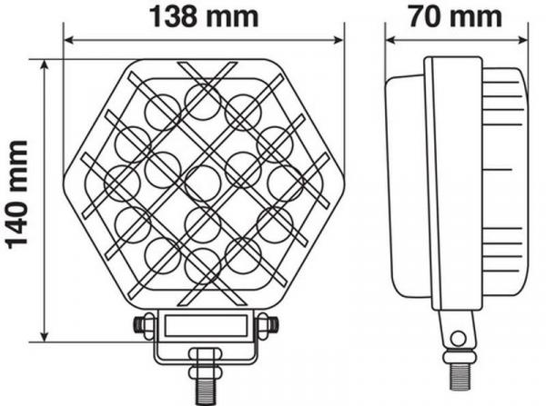 WL-22, 16 Led-Zusatzscheinwerfer - 9/32V - Weiß