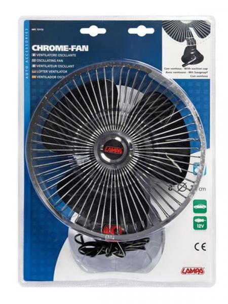 Chrom-Ventilator, Ventilator mit Saugnapf Ø 8" - 12V