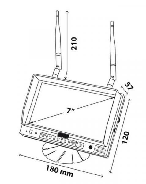 M4, 7" LCD-Monitor 7" Drahtlos, Kamera 1+2+3+4