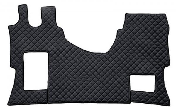 Einzelner Kunstlederteppich - Schwarz - Mercedes Actros MP4 (09/11>) breites Fahrerhaus, Klappsitz.