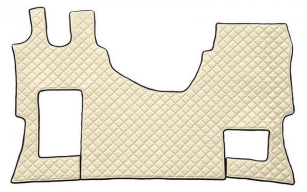 Einzelner Kunstlederteppich - Creme - Mercedes Actros MP4 (09/11>) breites Fahrerhaus, Klappsitz.
