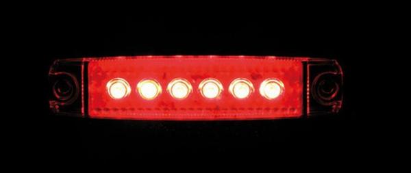 Satz 20 Stück, 6 Led Umrissleuchte, Anbau, 12/24V - Rot