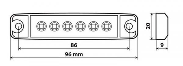 Satz 20 Stück, 6 Led Umrissleuchte, Anbau, 12/24V - Orange