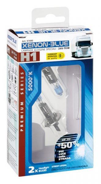 24V Xenon Blue Halogenlampe +50% Licht - H1 - 70W - P14,5s - 2 Stk - Schachtel
