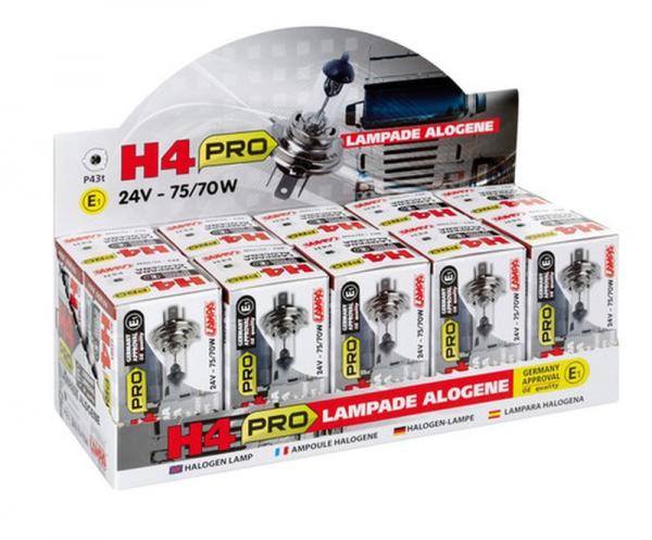 24V-Halogenlampe Pro - H4 - 75/70W - P43t - 1 Stck - Schachtel