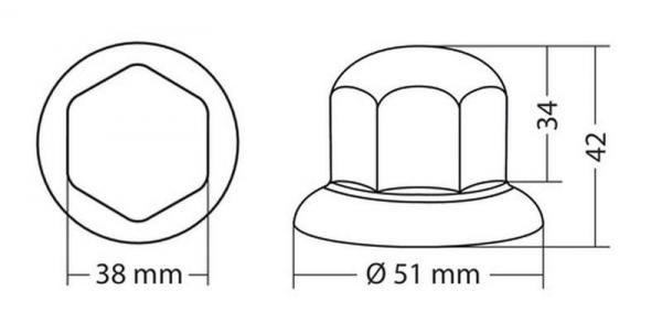 Satz mit 10 verchromten ABS-Radmutterabdeckungen - Ø 33 mm