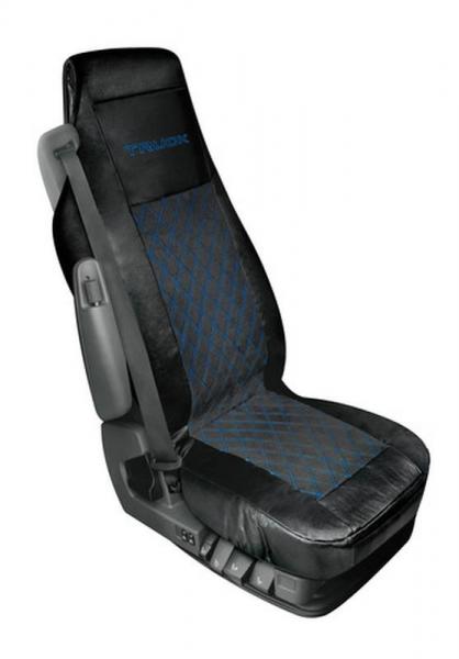 Mirian, Sitzbezug aus Kunstleder und gestepptem Wildleder - Schwarz/Blau