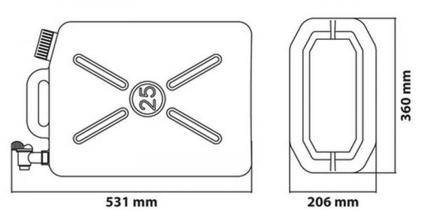 Kunststofftank, mit Metallhahn - 25 L