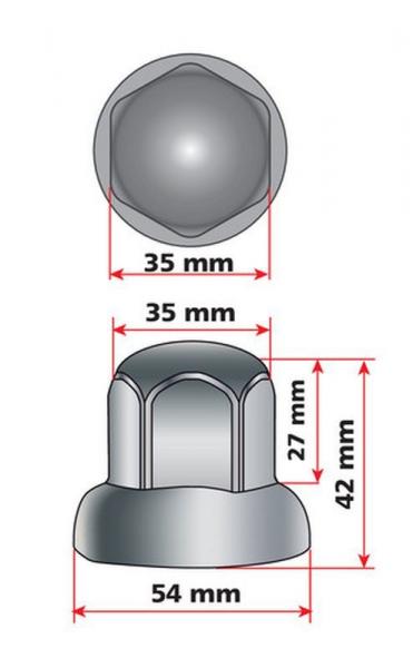 Satz 10 Radmutterabdeckungen runder Kopf - Ø 32 mm