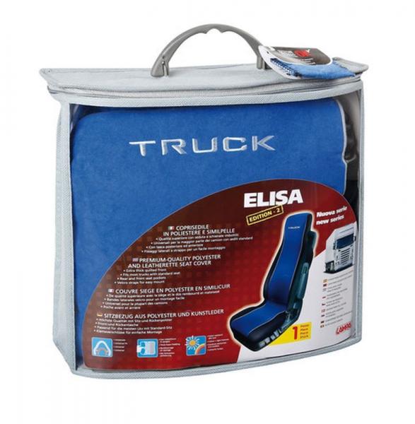 Lkw-Sitzbezug Elisa-2, Polyester und Kunstleder - Blau/Schwarz