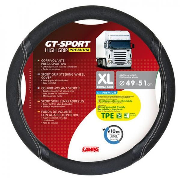 GT-Sport, TPE-Lenkradabdeckung - XL - Ø 49/51 cm - Schwarz/Silber