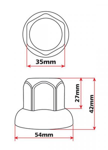 Satz mit 10 Radmutterabdeckungen aus Edelstahl - Ø 32 mm